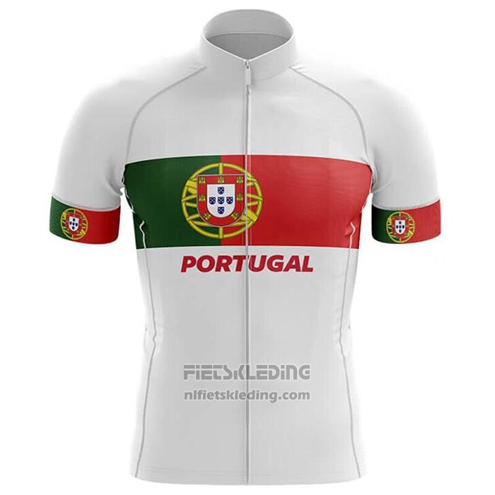 2020 Fietskleding Kampioen Portugal Wit Groen Rood Korte Mouwen en Koersbroek